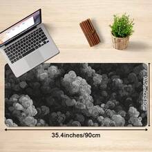 加长型游戏鼠标垫，日式云纹图案，大号电脑鼠标垫，缝边设计，长款 XL 动漫鼠标垫，适用于笔记本电脑和键盘（黑灰色云纹） - 查看 4