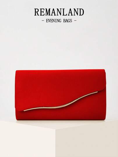 REMANLAND Luxury PU Solid Color New Women's Clutch Bag, Fashionable Flap Party Evening Bag, Perfect Wallet Design With Hidden Card Slots And Detachable Metal Chain Strap, Suitable For Party, Banquet, Gathering, Wedding And Other Occasions, An Ideal Gift Choice.