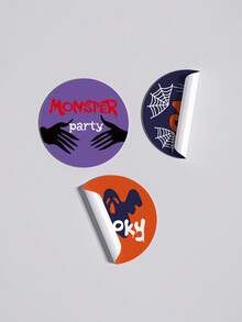 1 Roll Halloween Sealing Stickers, Candy Gift Halloween Party Labels Stickers - Multicolor - View 8