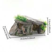 带人工露台遮蔽的装饰性水族箱 - 适用于爬行动物、鱼类、乌龟、青蛙和陆龟 - A - 查看 3
