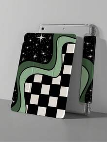 1个非对称棋盘格星形图案TPU保护壳，适用于 7/8/9、Air 5/4/3（第九代）、10.2英寸、Pro 11英寸（A16 2025）、第十代，带可折叠支架 - 彩色 - 查看 5