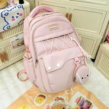 1pc Women's Pink Backpack, Korean Style Middle/High School Student Bag, Large Capacity Casual Daypack - D - View 13