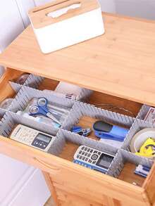 4pcs/8pcs/12pcs Drawer Divider Organizer, Adjustable Plastic Compartment Organizer Tray For Underwear, Socks, Accessories Storage, Drawer Separator - White - View 7