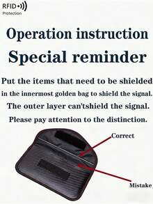 RFID Signal Blocking Bag, Car Key Fob Protector, Anti-Theft Anti-Loss Key Holder, Mobile Phone Signal Shielding, Anti-Tracking Anti-Hacking, Credit Card Anti-Skimming - Black - View 3