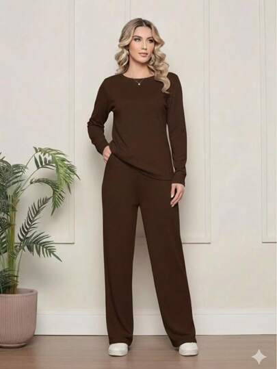 Conjunto lanzinha calca e blusa feminina basica