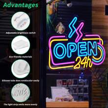 1个箭头形USB供电可调亮度霓虹灯，亚克力材质 - 玫紅+金黃+藍色 - 查看 7