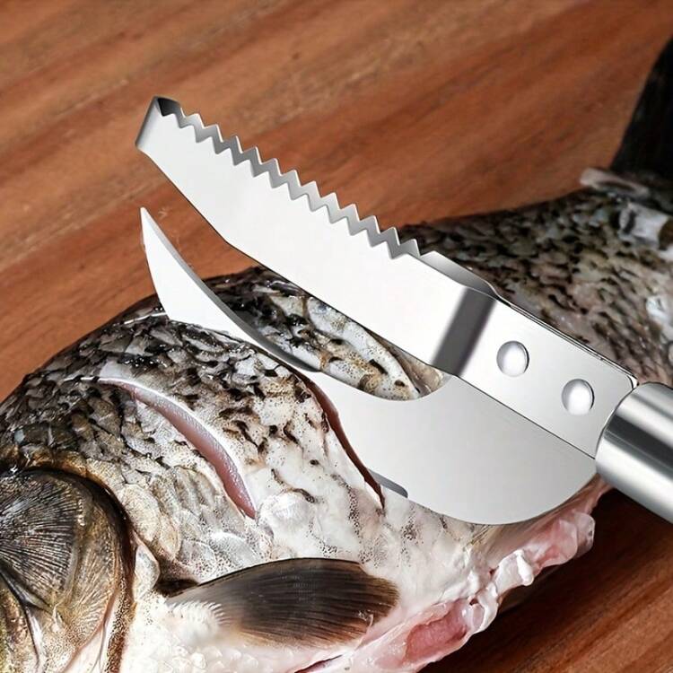 1/2 piezas Herramienta 2 en 1 para quitar escamas de pescado rápidamente, raspador y cepillo de piel de pescado, escamador de pescado, cuchillo de limpieza, accesorios de cocina - Añade 4
