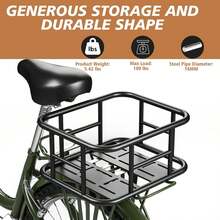 Bike Basket Rear, Bicycle Basket With Liner,Waterproof Cover,Cargo Net, Large Bike Back Baskets, Heavy Duty Rear Bicycle Baskets For Most Bikes And E-Bike - Black - View 1