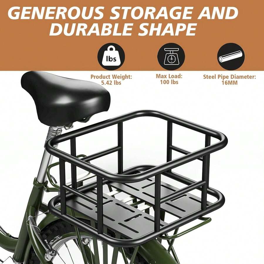 Bike Basket Rear, Bicycle Basket With Liner,Waterproof Cover,Cargo Net, Large Bike Back Baskets, Heavy Duty Rear Bicycle Baskets For Most Bikes And E-Bike - Black - View 1