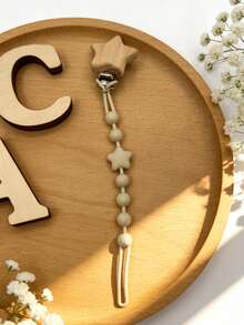 婴儿硅胶奶嘴链，五芒星造型防丢链，硅胶材质 - 彩色 - 查看 8