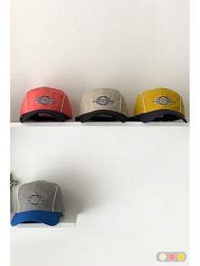 Gorra de béisbol con bordado de letra vintage, sombrero de malla de ala ancha transpirable, gorra ajustable versátil para mujer, verano, playa, vacaciones, días festivos, viajes - Bloqueo de color ATHLETLC - Ver 6