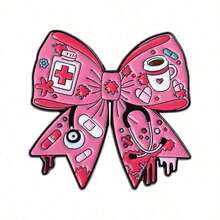 1PCCartoon Pink Butterfly-Shaped Stethoscope Cute Medical Uniform Decoration Alloy Metal Badge - QHXZ4185 - 查看 8
