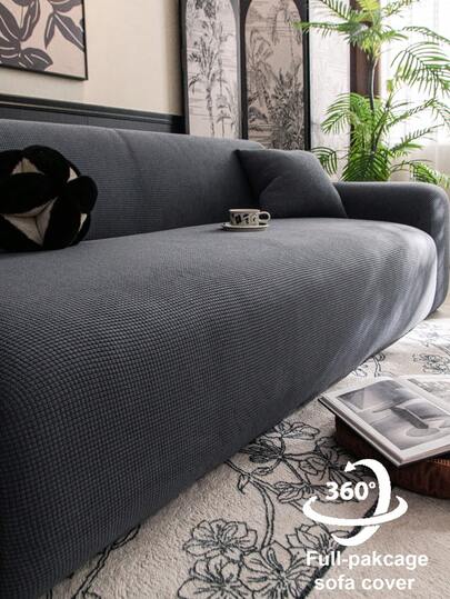 1pc Classic Solid Color Sofa Cover, High Elasticity, Dust-Proof And Dirt-Resistant, Machine/Hand Washable Furniture Protector, Suitable For All Seasons, Fits 3/4 Seater Sofa (Multiple Sizes Available)