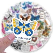 62张蝴蝶基督教贴纸，高品质贴纸，可用于剪贴簿、日记本、笔记本电脑、保险杠、滑板、水瓶、电脑、手机等，为您的生活增添许多乐趣，是送给成年人的完美礼物。 - 彩色 - 查看 4
