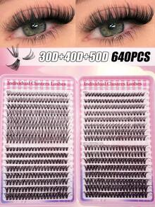 640 PCS Individual Cluster Lashes With Bond&Seal Glue + Tweezer | 3D/4D/5D Styles For Voluminous&Natural Look - Hypoallergenic, Reusable, Beginner Friendly - Black - View 5