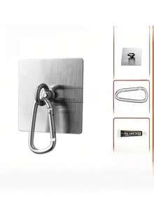 Heavy Duty Stainless Steel Adhesive Hooks - No Nails Required For Balcony, Patio, Clothesline, Outdoor Damage-Free Hanging - Sturdy Mounting For Clothes, Shades, Curtains - Suitable For Renters And Home Use, Patio Organization, Minimalist Design - Silver - View 7