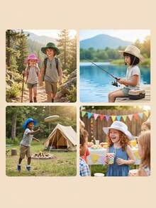 1-3岁/3-6岁/6-10岁儿童夏季遮阳帽，防紫外线沙滩帽，透气户外玩耍渔夫帽，男女通用 - 1PC - 查看 3