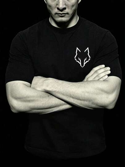 Men's New Casual Sports T-Shirt, Wolf Ear Graphic Print, Lightweight & Comfortable, Suitable For Team/Club Uniforms, Gifts For Friends/Family, Versatile For Daily, Outdoor, Fishing, Etc.