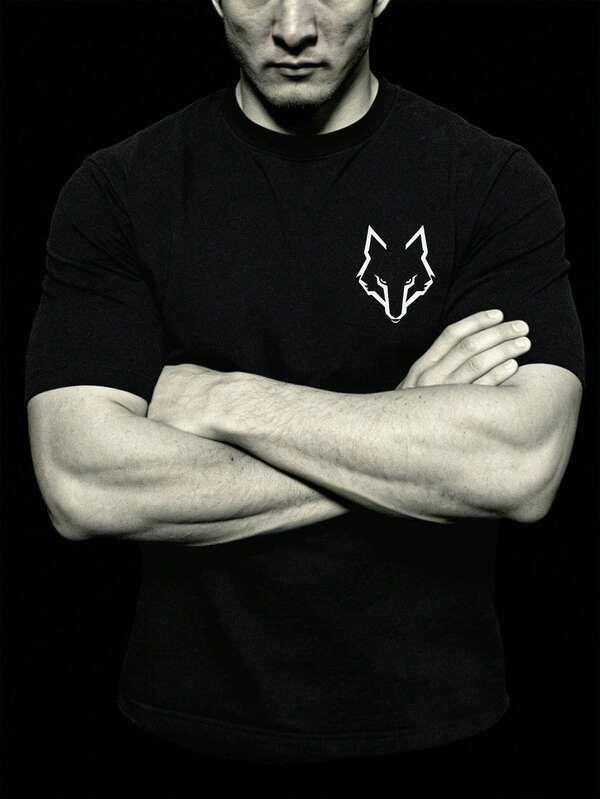 Men's New Casual Sports T-Shirt, Wolf Ear Graphic Print, Lightweight & Comfortable, Suitable For Team/Club Uniforms, Gifts For Friends/Family, Versatile For Daily, Outdoor, Fishing, Etc.