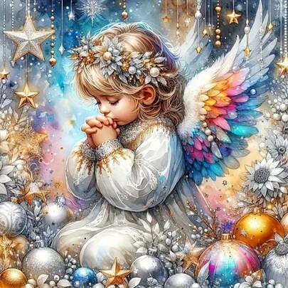 1 pieza [30*30cm/11.8*11.8in][40*40cm/15.7*15.7in] Kit de pintura de diamantes acrílicos 5D, patrón de ángel, adecuado para principiantes adultos DIY Mosaico de arte de diamantes, pintura de diamantes DIY de perforación completa, aplicable para decoración de pared de sala de estar, dormitorio, oficina, pintura de arte sorpresa, regalo de decoración del hogar para familiares y amigos