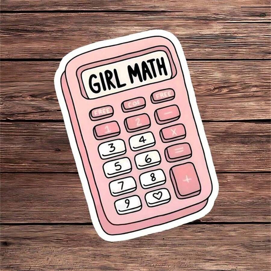 2PCS Funny Girl Math Calculator Sticker – Meme Vinyl Decal For Water Bottles, Laptops & More | Shopping Humor Sticker For Girl, Gen Z & Millennials | Aesthetic Gift - Sticker - View 1