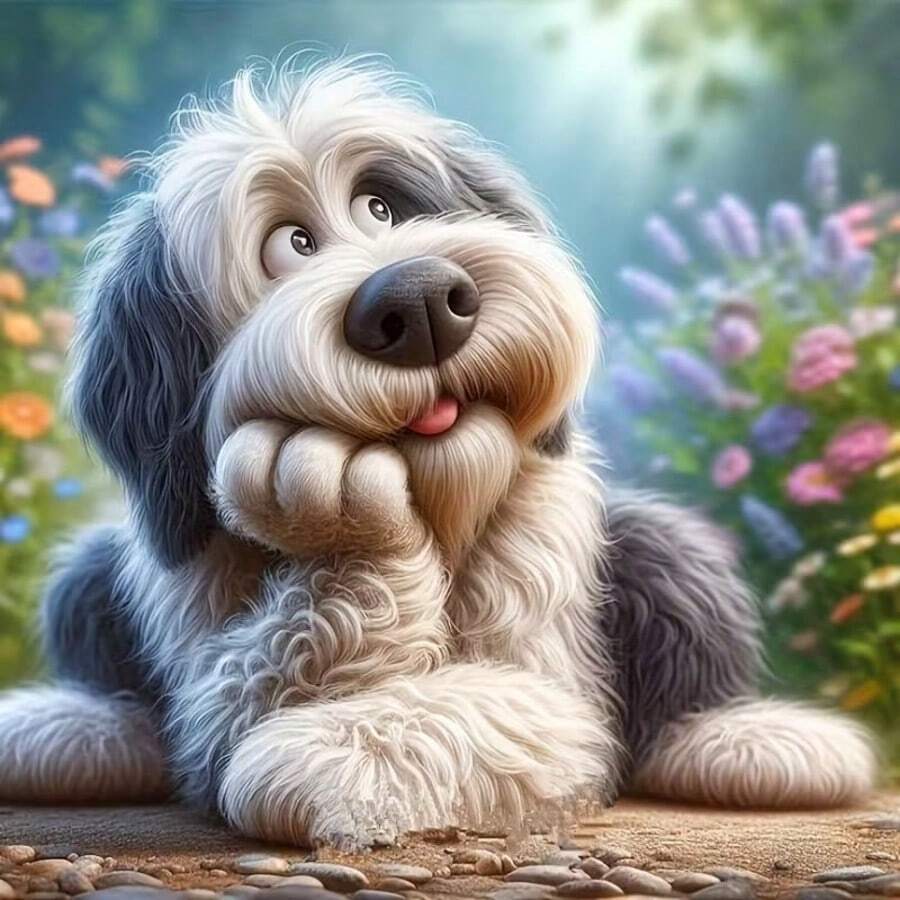 1套[30*30厘米/11.8*11.8英寸][40*40厘米/15.7*15.7英寸]5D亚克力钻石画套装，狗狗图案，适合成人初学者DIY马赛克钻石画，全钻手工DIY钻石画，适用于客厅、卧室、办公室墙面装饰画，惊喜艺术家居装饰礼物，送给家人和朋友 - 無框 - 查看 1