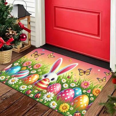Easter Bunny And Egg Shaped Doormat, Suitable For Bathroom, Kitchen, Bedroom, Office Decor