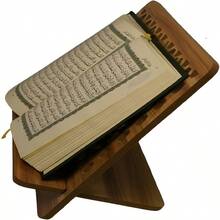 Carved Wooden Bookshelf, Storage Box And Flat Support Rack, Portable Reading Desk For Home And Office, Also Suitable As A Gift - Brown - View 4