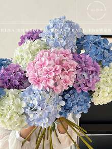 人造绣球花 - 时尚装饰人造花，适用于桌面、客厅，多种颜色可选，家居装饰，桌面装饰，卧室，派对，婚礼装饰，落地花瓶和阳台，派对装饰，耐用面料，是婚礼、花园、酒店、浪漫装饰的理想之选，持久耐用，人造花 - 彩色 - 查看 3