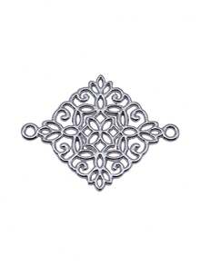 12 piezas de 22x28mm Encantos de conector de flor para hacer pulseras, collares y joyería artesanal - Rodio - Ver 3