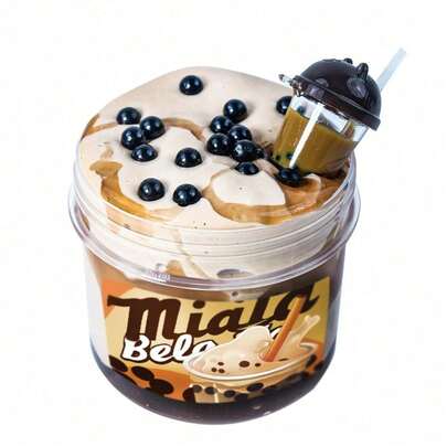 280ml Jumbo Pearl Milk Tea Slime Kit - Non-Sticky Pearl Milk Tea Slime, Bubble Slime, Stress Relief Toy, Food Simulation Series - Milk Tea Slime, Pink Strawberry Milk Tea, Purple Taro Milk Tea, Blue Blueberry Milk Tea, Bubble Gum Scented Crystal Clay