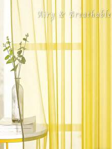 1 tấm rèm voan màu vàng trong suốt trang nhã, thiết kế có túi luồn thanh treo, phù hợp cho phòng ngủ, phòng khách, nhà bếp, phòng tắm, trang trí nhà hiện đại, vách ngăn phòng đa chức năng. - Màu vàng - Xem 2