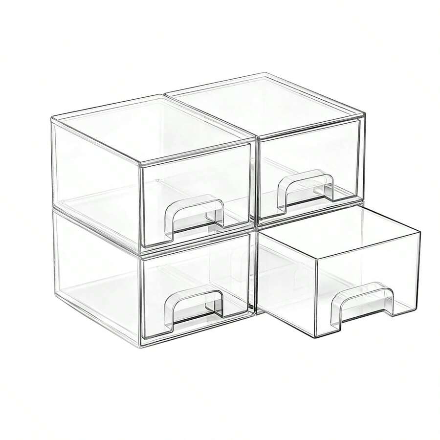 2/4 Packungen kleine stapelbare Aufbewahrungsschubladen, Acryl Badezimmer Make-up Organizer, Kunststoff Aufbewahrungskisten für Waschtisch, Unterschrank, Küchenschränke, Speisekammer, Haushaltsorganisation, Haus Dekoration, Schlafzimmer Dekoration, Badezimmer Dekoration, Küche Dekoration