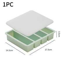 4-Grid Ice Cube Mold Silicone Reusable Food Mould Rectangular Frozen Tray With Cover Durable Kitchen Storage Box Kitchen Tool - Màu xanh lá cây (có bìa) - Xem 13