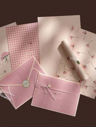 Fresh Envelope & Letter Set, Handwritten Love Letter, Romantic Stationery, Girly Aesthetic, Suitable For Valentine's Day