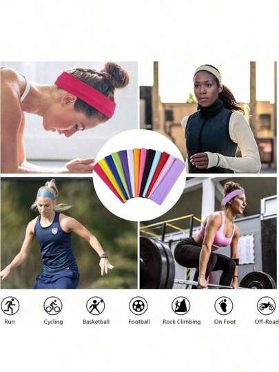Professional Sports Sweat Headbands For Men & Women, Wide Elastic Band Yoga Running Hair Hoops, Best-Selling In Europe And America, Fitness Non-Slip Hairbands, Solid Simple Outdoor Sweat Absorbent Wraps