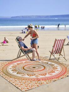 1 buah Tikar Piknik/Handuk Pantai Luar Ruangan Tahan Air dan Anti Pasir dengan Motif Digital, Pola Modis dan Segar, Cocok untuk Berkemah dan Piknik - MultiWarna - View 3