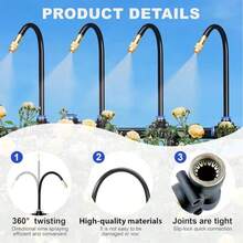 Wanxiang Automatic Irrigation Kit, A Garden Irrigation System Kit With A 360 Degree Bendable Nozzle, Equipped With 5/8 Quick Connect Fittings, Suitable For Greenhouse Irrigation, Yard, Lawn, And Plant Atomization Systems. - A - View 4