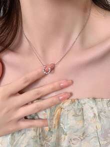 1件S925纯银创意极简几何U形项链，百搭日常佩戴，女士礼物 - 銀色 - 查看 4