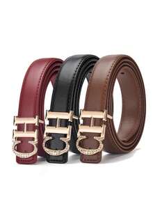 Women's Belt, Gold-Color CH Buckle - Versatile Accessory Suitable For Jeans, Dresses, Casual Wear And Streetwear | Suitable For Daily Commute, Parties, Weddings And More - Multicolor - View 4