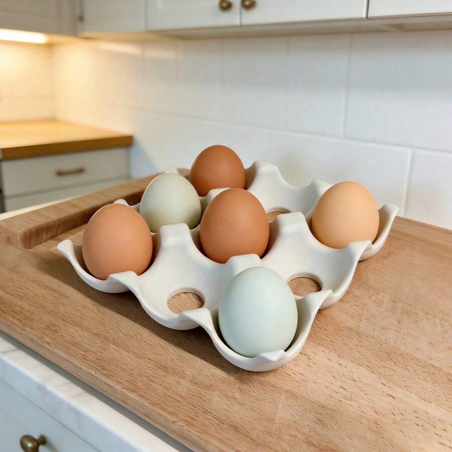Creative Egg Storage Box, Egg Rack, Egg Holder, Tableware, Egg Tray - White - View 1