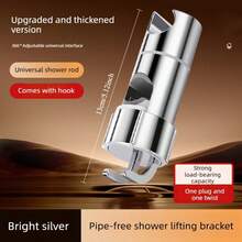 No-Dismantle Shower Head Bracket, Sliding Rail Sleeve Holder With Hook, Universal Shower Arm Fixed Mount For Bathroom, Adjustable Riser Tube Clip Replacement - A - View 12