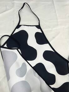 1pc Cow Print Pattern Apron, Unisex Adult Apron, Personalized Fashion Home Kitchen Apron - Multicolor - View 3