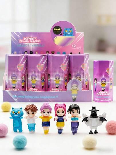 Fashion K-POP Girl Group Idol Mini Figure Mystery Blind Box Collectible Set, Random Cute Q-Version Character Figurines With Stylish Stage Wear & Charming Companion Figures, Surprise Blind Packs With Fun Unboxing Experience, Rare Hidden Chase Styles & Exclusive Limited Edition Designs