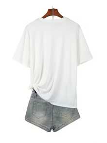 Disney Licensed Disney Cars Lightning McQueen #95 Print T-Shirt, Racing Cartoon Short-Sleeve, Summer Women's Fashion, Casual, Comfortable, Soft, Loose Fit, Everyday Outdoor Sports, Fitness, Breathable Crew Neck Short-Sleeve T-Shirt - White - View 2