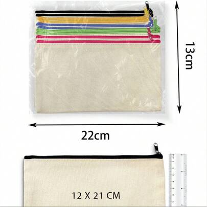 10 chiếc túi vải bố trơn có khóa kéo, túi đựng mỹ phẩm nhiều màu sắc, túi trang điểm, hộp đựng bút chì trơn, thích hợp cho trường học, du lịch, đựng đồ dùng DIY.