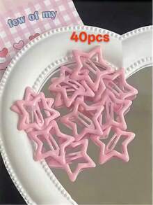 10/20/40个装 女士粉色星星时尚基础款发夹 - 粉色 - 查看 4