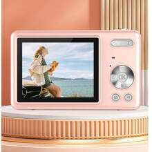 4K Digital Camera, 16X Optical Zoom, 2.4" HD Screen, Pixel Video, Creative Compact Digital Camera, CCD Camera, Suitable For Students, Beginners, Teenagers And Adults, Free DIY Crystal Sticker - Q12 Pink + Crystal Sticker - View 5