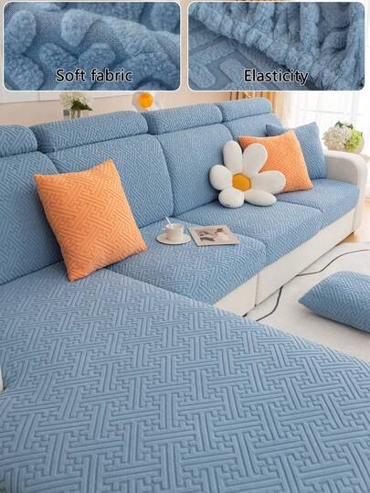 1pc Solid Color Sofa Slipcover, All-Season Minimalist Modern, Anti-Slip Sofa Cover Full Wrap Universal Fit For Living Room & Bedroom - Yun Xiang