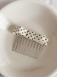 1pc Women's Hair Accessory, Cute Black & White Polka Dot Bow Hair Clip, Retro Sweet Minimalist Student Hair Pin, Versatile Elegant Side Bangs Hair Clip - Multicolor - View 6